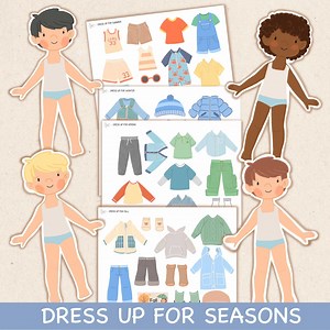 Boys Paper Doll Dress Up: Four Seasons Printable Activity (PDF Download) - Etsy