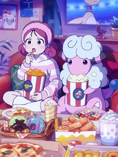 Flaaffy came for the popcorn… stayed for Mega Ampharos. #Pokemon #Flaaffy #MegaAmpharos