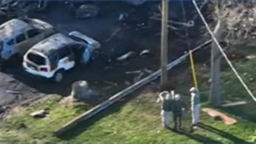 Drone video of fatal house explosion in Troy, Illinois