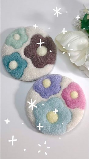 【パンチニードル】グラデーション毛糸を使って花柄のコースター作り🌸#shorts #パンチニードル#ハンドメイド