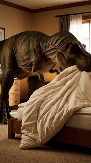 T-rex fails to make his bed, because his arms are too short #ouch #thestupids #funpage #shorts