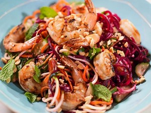 Grilled Shrimp with Spicy Veg Noodles