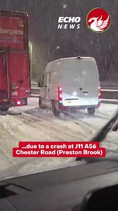 50K views · 134 reactions | M53 and M56 live traffic updates as roads closed across Merseyside #TrafficUpdates #trafficdistruption #weatherupdates #transport #Delays #M56 #M53 #merseyside #Liverpool #Motorway #snow #rain | Liverpool Echo News | Facebook