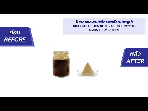 รับทดลอง สเปรย์ดรายเลือดปลาทูน่า (TRIAL PRODUCTION OF TUNA BLOOD POWDER USING SPRAY DRYING)