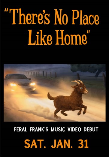 Frank has a brand new music video for his song “There’s No Place Like Home” it will debut here on Instagram and on YouTube Saturday morning! This music video picks up where Frank’s book “No Fence Can Hold Him” leaves off, and starts with him and his vulture buddies sitting around the fire at Frank’s Goatel. #feralfrank #crownfoxhabitat #theresnoplacelikehome