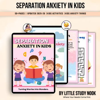 Separation Anxiety Worksheets for Kids | Coping Strategies & Calming Activities