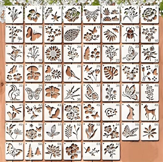 Set of Reusable Craft Stencils 62 Pcs Painting Templates for DIY & Home Decor - Etsy
