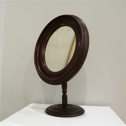 Antique Victorian Wood Shaving Mirror, Dark Academia Pedestal Vanity Mirror - Etsy