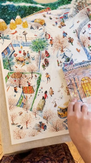 🩵❄️ Împachetând Print de Artă “Iarnă veche” mă gândesc cum il veți desface, bucurați de detalii si culori. Trimit emotii în tub ca să ma bucur și pe mine insumi💛 🚩Printuri de Artă aici: https://alionabereghici.art/product-category/art-prints/large-format-a2/ | Aliona Bereghici