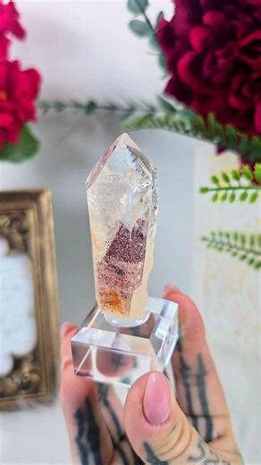 Red Hematite Phantom Point – Quartz   Hematite Specimen on Clear Display Base - Etsy