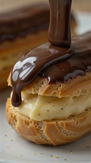 Chocolate Éclairs Made from Scratch 🍫✨ | Satisfying Pastry Making | AI Food Video #Shorts