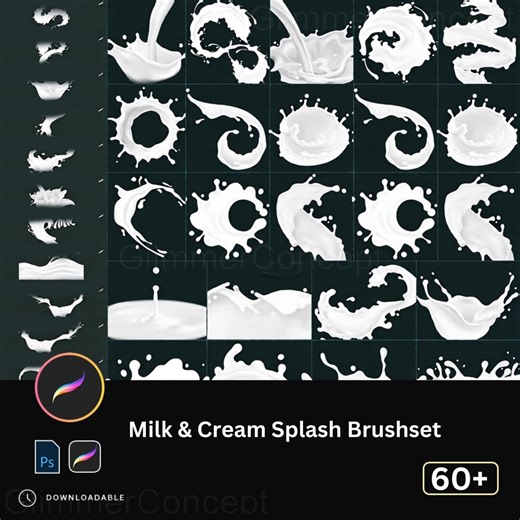 Milk & Cream Splash Procreate PS Brushset – Liquid Splash, Drip, Chocolate, Creamy Fluid, Food Effect Brushes - Etsy