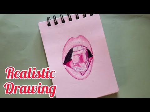 How to draw a Realistic Ice-cube Lips | Drawing | Tutorial 