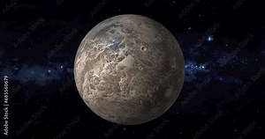 Ceres 4k seamless looping animation of dwarf planet of the solar system. Ceres rotation on milky way stars background. 4K footage at 30 fps. 3D rendering. 4K Loop footage.