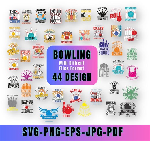 Bowling SVG PNG Bundle: Vector Design Files , Bowling for Cricut (digital Download) - Etsy UK