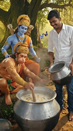 Aaj Ram Ji Aur Hanuman Ji Ne Gaon Ke Dost Ke Liye Banayi Special Kheer 😂🙏 | #shorts #trending #viral