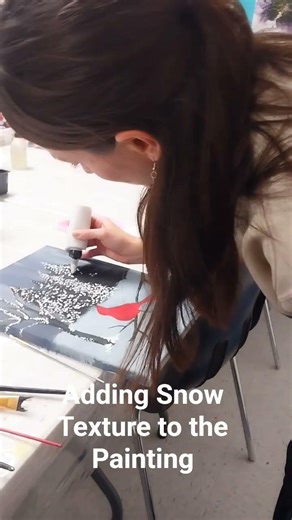 Snow Texture on Acrylic Landscape #paintingtutorial #christmas #snow #texture #painting