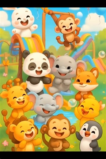 Watch this adorable group of animals laugh and play as they slide, jump, and celebrate in a colorful playground! From the bunny to the panda and even the tiny penguin, everyone’s having the best time. A heartwarming scene full of smiles, friendship, and fun! #fblifestyle #fbreelsfypシ゚ #fbreelsfypシ゚viralシ #3dcartoon #fbreels2025ツ #TuneTails #fbreels | Tune Tails