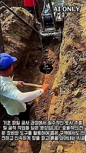 장비와 도구를 활용한 건축 기초 파일 토사 추출 시공 방법 #worker #process #engineering #soil #equipment
