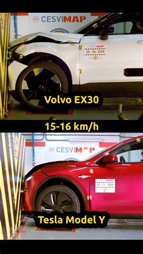Tesla Model Y vs Volvo EX30 - City-Speed Crash Test