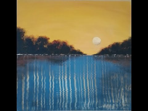 Dipingere con facilità, adatto a tutti. FACILE paesaggio, acrilico su MDF (uso di una racla)