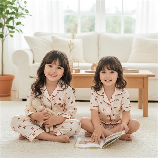 Ensemble de pyjama avec nœud pour enfants, pyjamas mignons pour enfants, pyjamas boutonnés pour filles, pyjamas pour enfants à motifs doux, cadeau de vêtement de nuit pour tout-petits - Etsy France