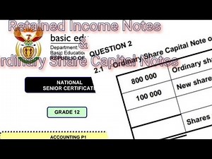 Ordinary Share Capital & Retained Income Notes Grade 12 Accounting | Term 1