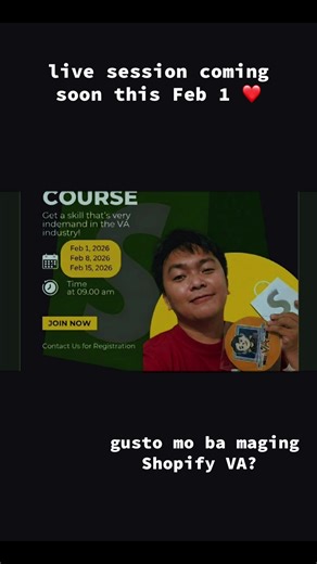 Simulan ang VA journey mo as a Shopify VA! 🌟 Join our LIVE SESSION at matuto mula sa basics hanggang actual skills. 📩 Message us now to register!#startyourvajourney https://yourvabuddy.com/product/shopify-live?ref=N8QVU7HP