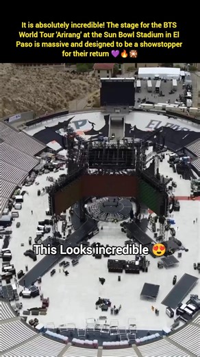 The stage for the BTS World Tour 'Arirang' at the Sun Bowl Stadium in El Paso is massive 😍 #bts
