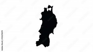 animation forming a map of the Tohoku Region in Japan