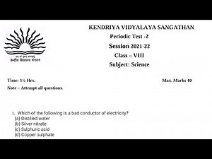 Class 8 SCIENCE Periodic Test 2 PT-2 Sample Question Paper for Kendriya Vidyalaya Students