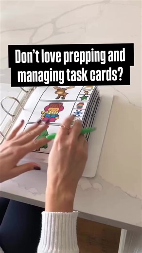 I love task cards… but not the prep. Making them into a binder activity makes independent work faster to prep and easier to manage . These are just a few of the task cards included in the full year curriculum 👀 Comment YEAR to see everything included. #specialeducation #spedteacher #autismclassroom #specialeducationteacher #curriculum