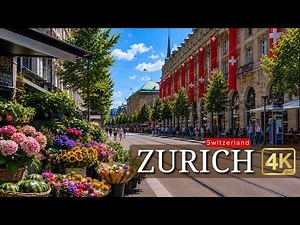 Zurich Switzerland Walking Tour 4K 🇨🇭 | Polybahn, Old Town & Limmat River