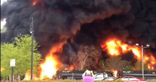 Watch: Major fire from derailed train carrying crude oil in Virginia