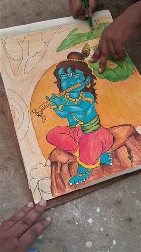 Second standard girl doing realistic colour pencil shading 😎