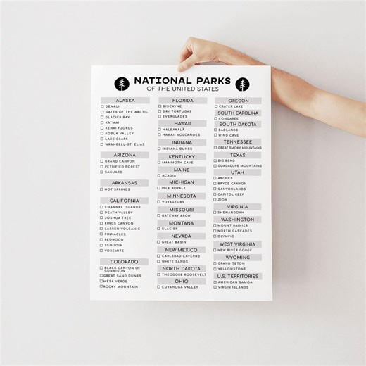 US National Parks Checklist Printable: All 63 Parks (digital Download) - Etsy