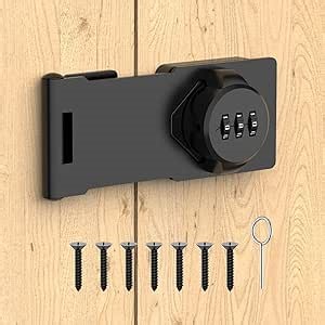 Mechanical Password Rotary Hasp Locks, Cabinet Locks with Combination, Door Security Latch for Small Barn Doors, Cabinets, Gate, Bathroom, Outdoor, Closet, Fence (Black)