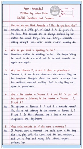 Amanda Poem | NCERT Questions and Answers | Class 10 english |
