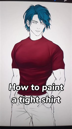 How to render (adding shadows and highlight) to a tight shirt. #arttutorial #arthack #clothingtutorial #digitalart #procreate