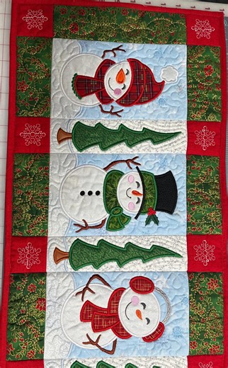 Snowman and Christmas Trees Embroidery Appliqué Table Runnersnowman 14"w X 37"l - Etsy