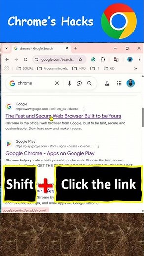 Shortcut Keys to Open Link in a New Window in Chrome Browser