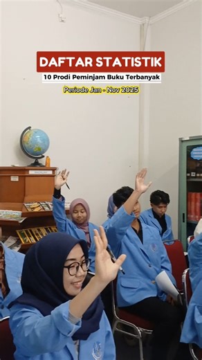 PERPUSTAKAAN UNIVERSITAS BANGKA BELITUNG on Instagram: "Daftar statistik 10 prodi dengan peminjaman buku terbanyak periode Januari - November 2025💫 Prodi kamu termasuk ga ni?? Share info ini ke teman prodimu ya! #infoubb #ubb #prodi #peminjamanbuku #PerpustakaanUBB"