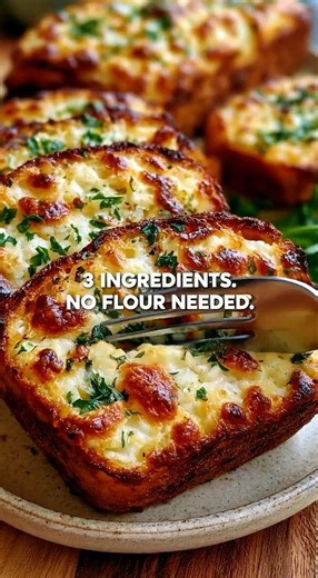 🧄🍞 3 Ingredient Cottage Cheese Garlic Herb Loaf—Golden Crust Slices #yotubeshorts #recipe #explore
