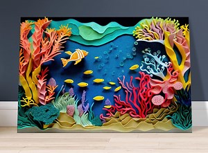 Coral Reef Canvas Print: Paper Quilling Ocean Animals Nursery Decor - Etsy