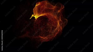 Explosion with particles around sphere atom science technology, energy ball sphere ball, abstract animated motion graphic