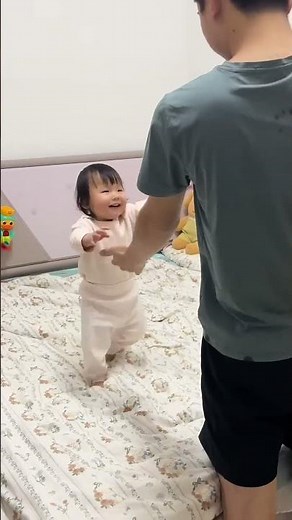 The two little babies who hadn't seen their father for a day ran to him
