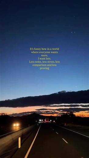 Sometimes the most productive thing you can do is unplug and simplify. In a world that never stops talking, there’s a special kind of peace in the silence of the road. Minimalism, Slow Living, Mental Health Matters, Sunset Drive, Peace of Mind, Inner Peace, Intentional Living, Evening Skies. #fyp #viralvideos #lifequotes♥️😊 #lifelessonlearned #deep