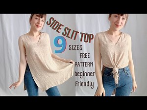 Side Slit Top- Easy Sewing for Beginners with Free Pattern in 9 Sizes