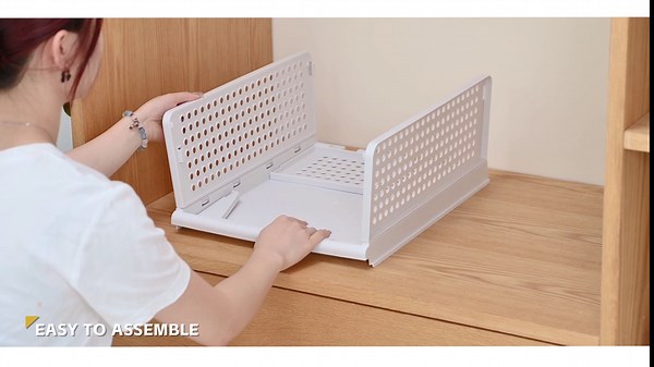 Stackable Plastic Storage Basket, Folding Closet Organizers, Collapsible Storage Bins for Closet Camper, Drawer Organizers for Clothing Toys and Snack, 4-Pack (White)