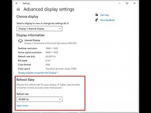 How to change the refresh rate of the display on windows 10